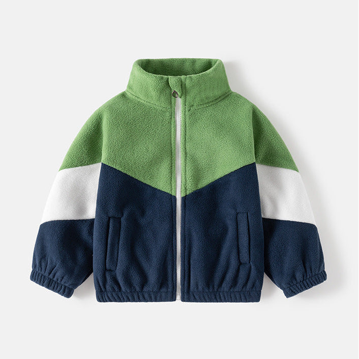 Jungen-Fleecejacke mit Farbblockmuster