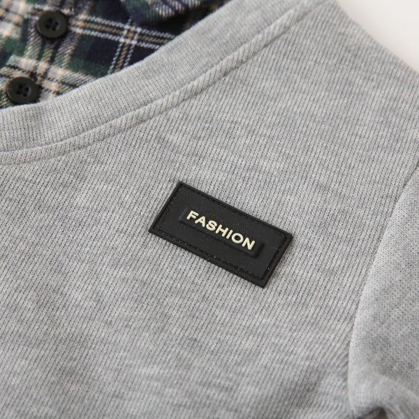 Boys’ Faux Layered Casual Long Sleeve Shirt