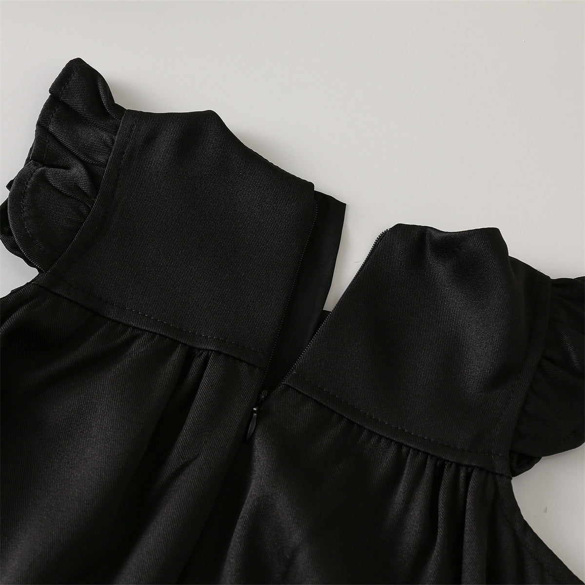 Girls Black & White Contrast Collar Shirt and Pinafore Dress Set