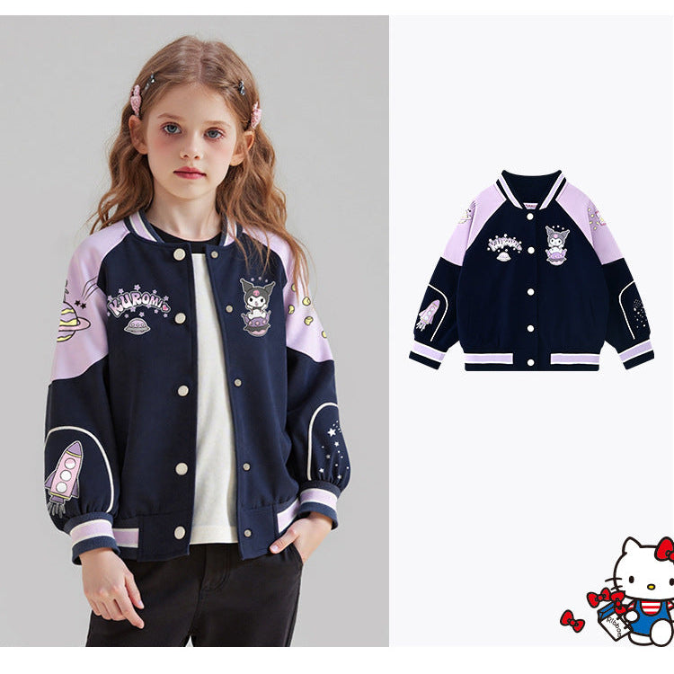 Girls Kuromi Collaboration Baseball Jacket
