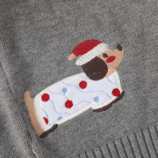 Warmer Strickcardigan mit Dackelmotiv für Kinder