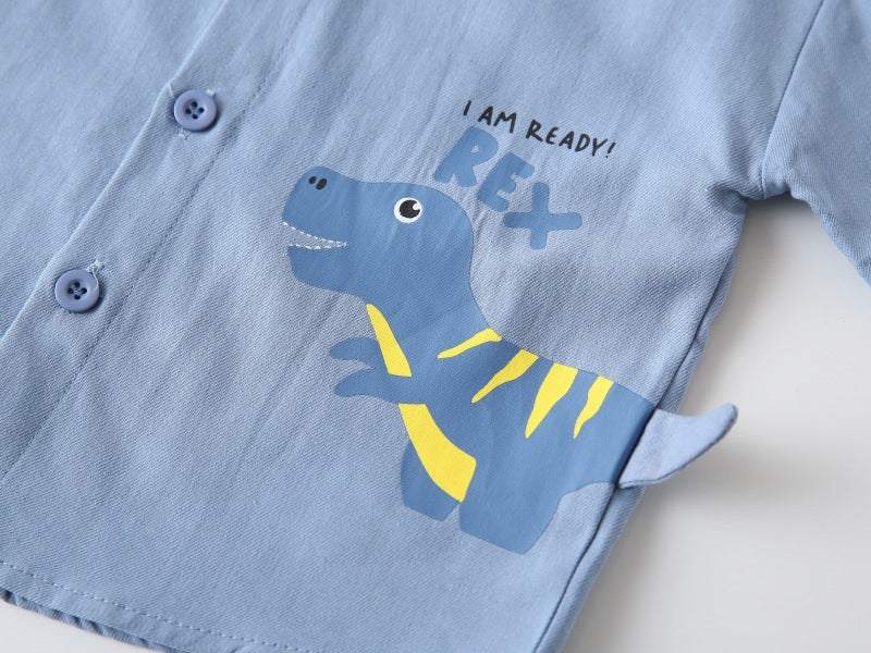 Camisa informal de manga corta con diseño de dinosaurio para niño