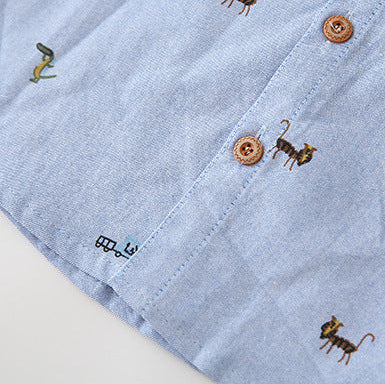 Boys’ Casual Long Sleeve Cartoon Print Shirt