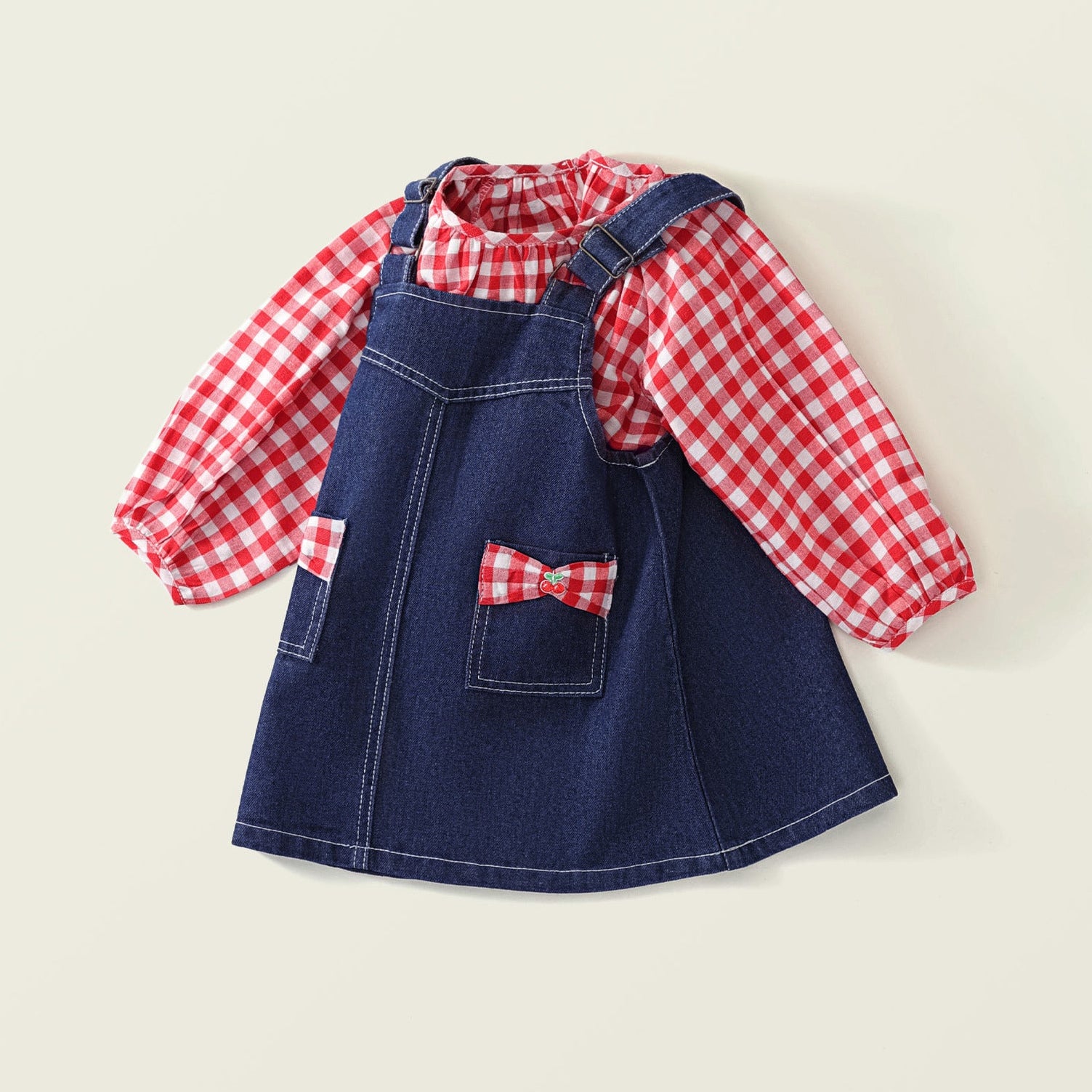 Mädchen süßes Jeans-Overall-Kleid-Set