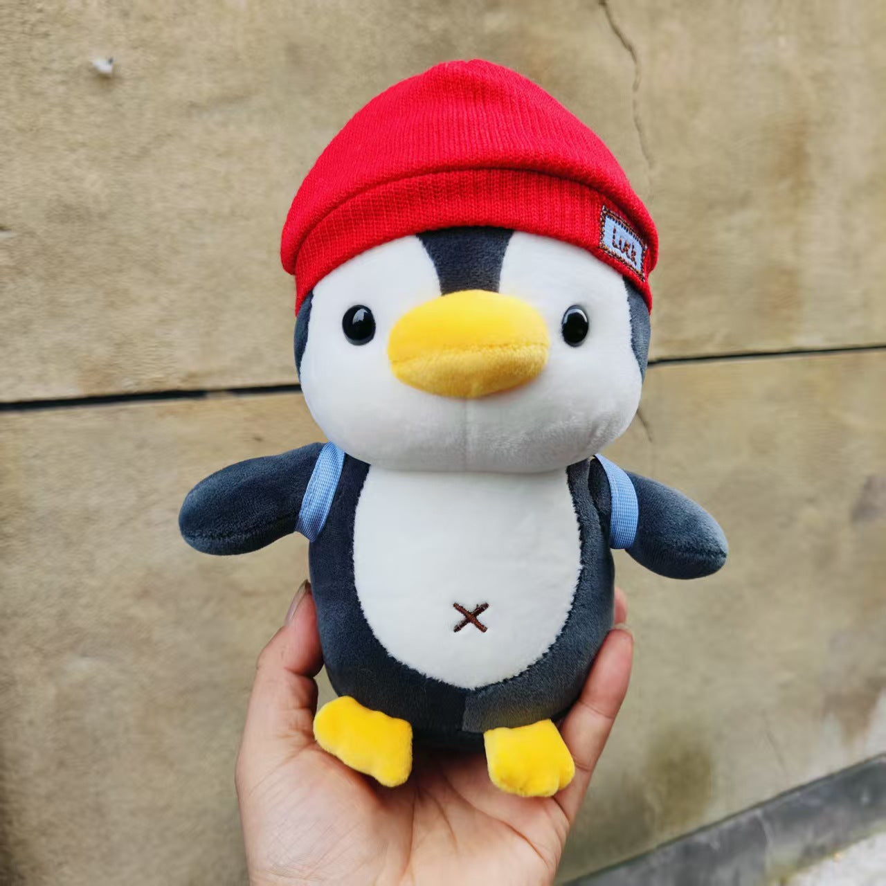 Cute Penguin Comfort Plush Toy with Knit Hat