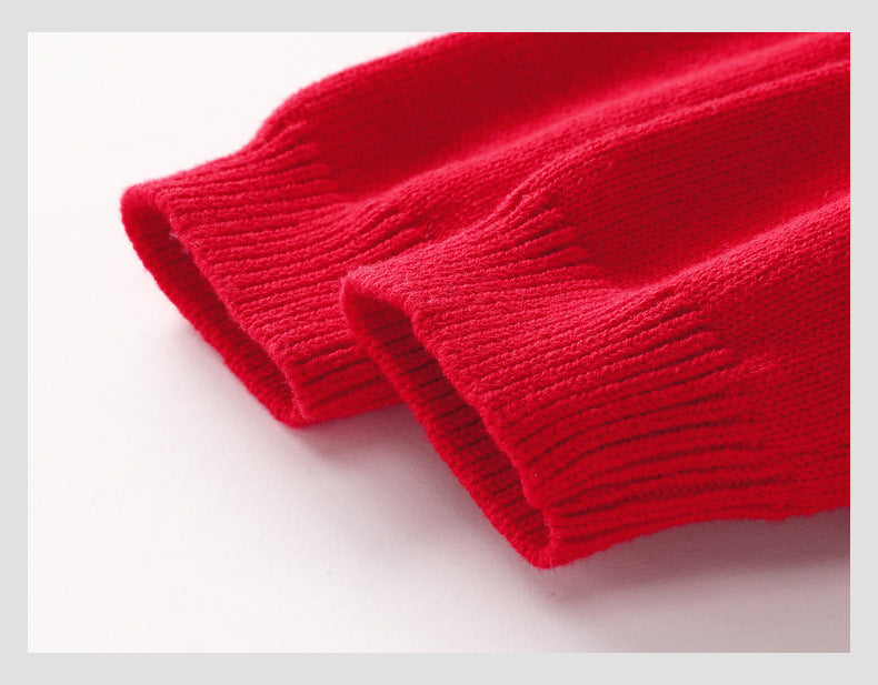 Autumn Winter Kids Sweater Red Pullover Children Christmas Holiday Top