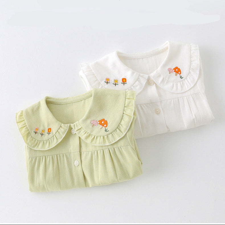 Girls’ Cotton Stylish Basic Long Sleeve Shirt