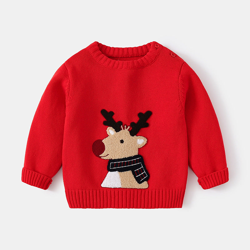 Children's Christmas Sweater Cartoon Reindeer Boys Girls Sweater