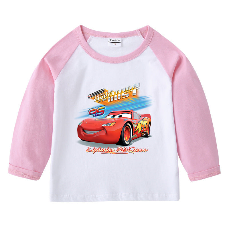 Children's T-Shirt Round Neck Cartoon Long Sleeve Top Base Layer