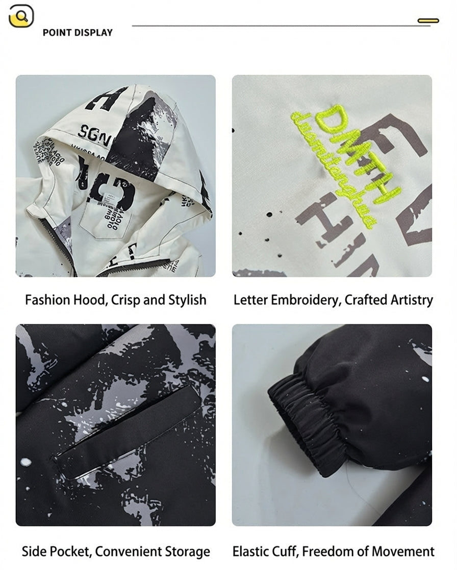 Boys’ Graphic Mountain Print Hooded Jacket