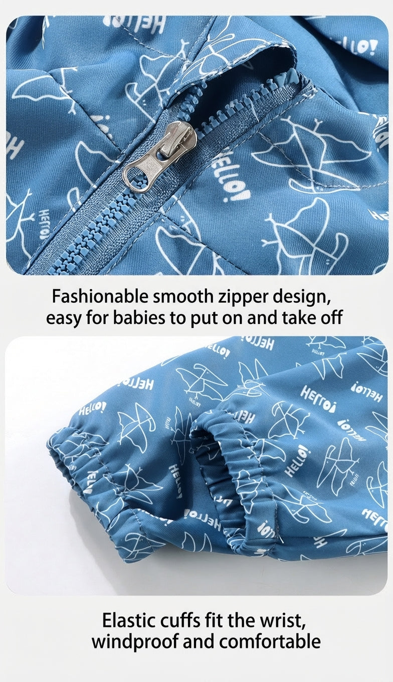 Boys Cartoon Graphic All-Over Print Hooded Jacket