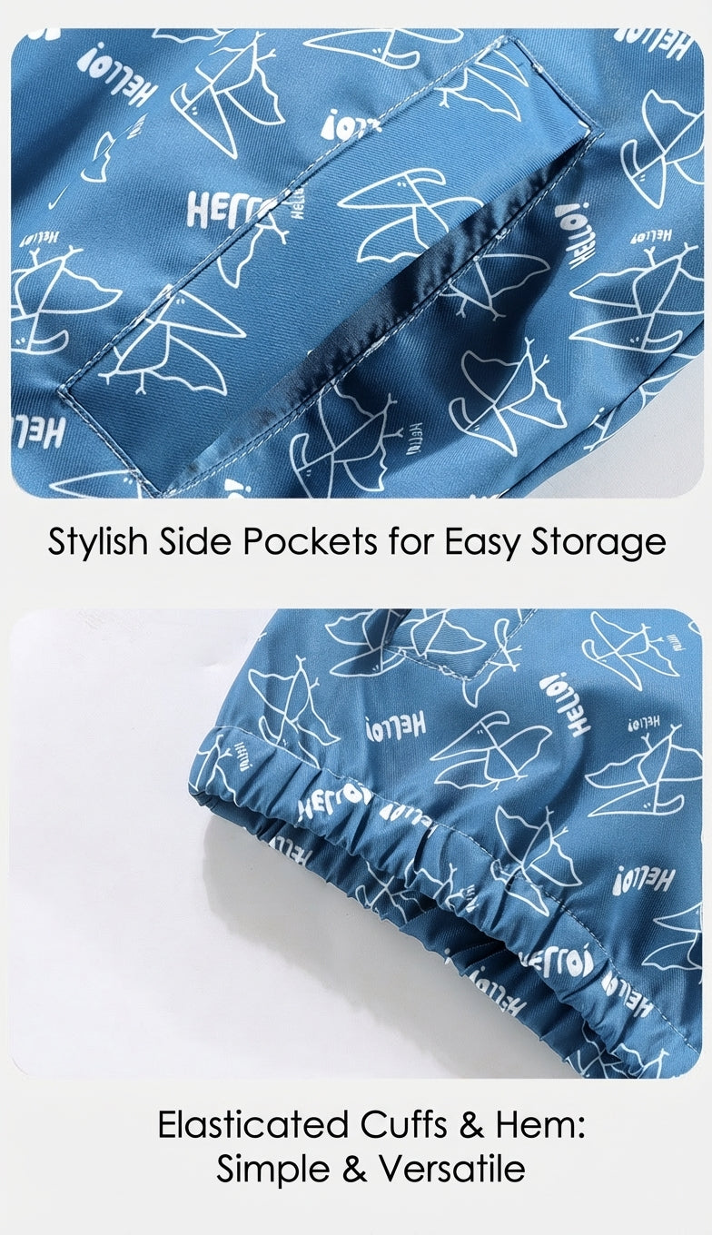 Boys Cartoon Graphic All-Over Print Hooded Jacket