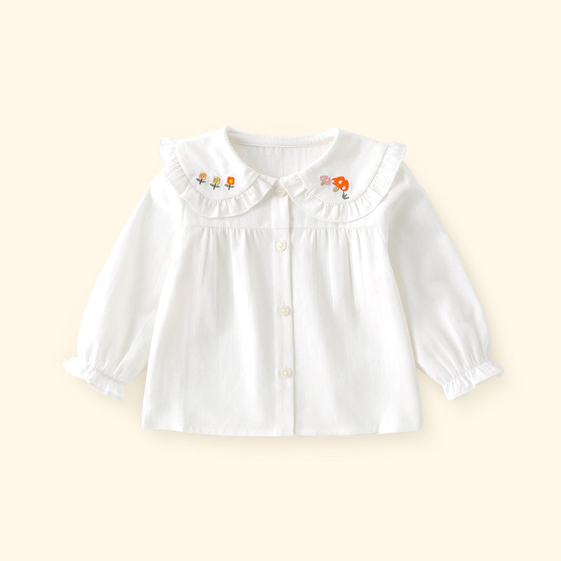 Girls’ Cotton Stylish Basic Long Sleeve Shirt