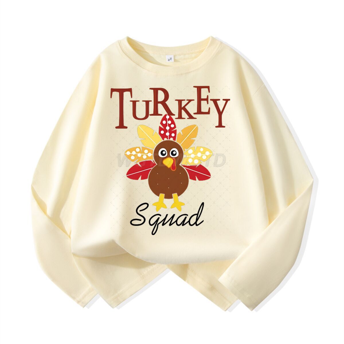Kids Turkey Squad Graphic Long Sleeve Cotton T-Shirt