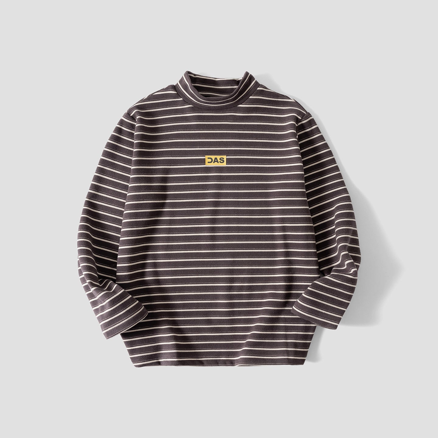 Boys Striped Mock Neck Fleece Long Sleeve T-Shirt