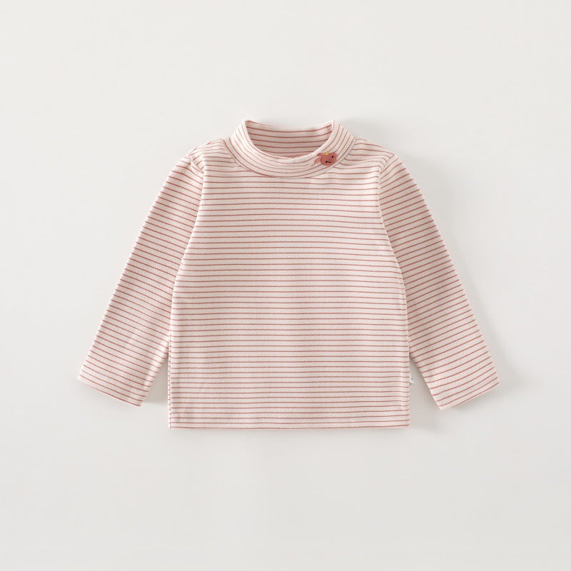 Kids Striped Mock Neck Thermal Long Sleeve T-Shirt