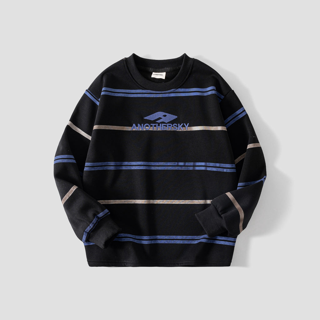 Boys Striped Athletic Fleece Lined Warm Sweatshirt