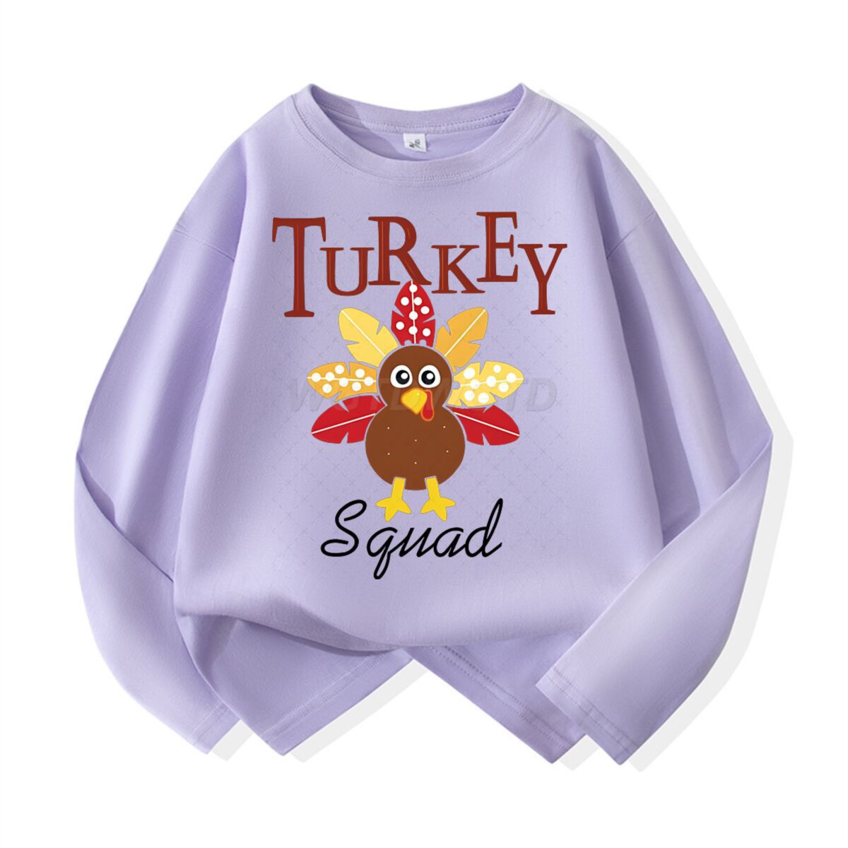 Kids Turkey Squad Graphic Long Sleeve Cotton T-Shirt