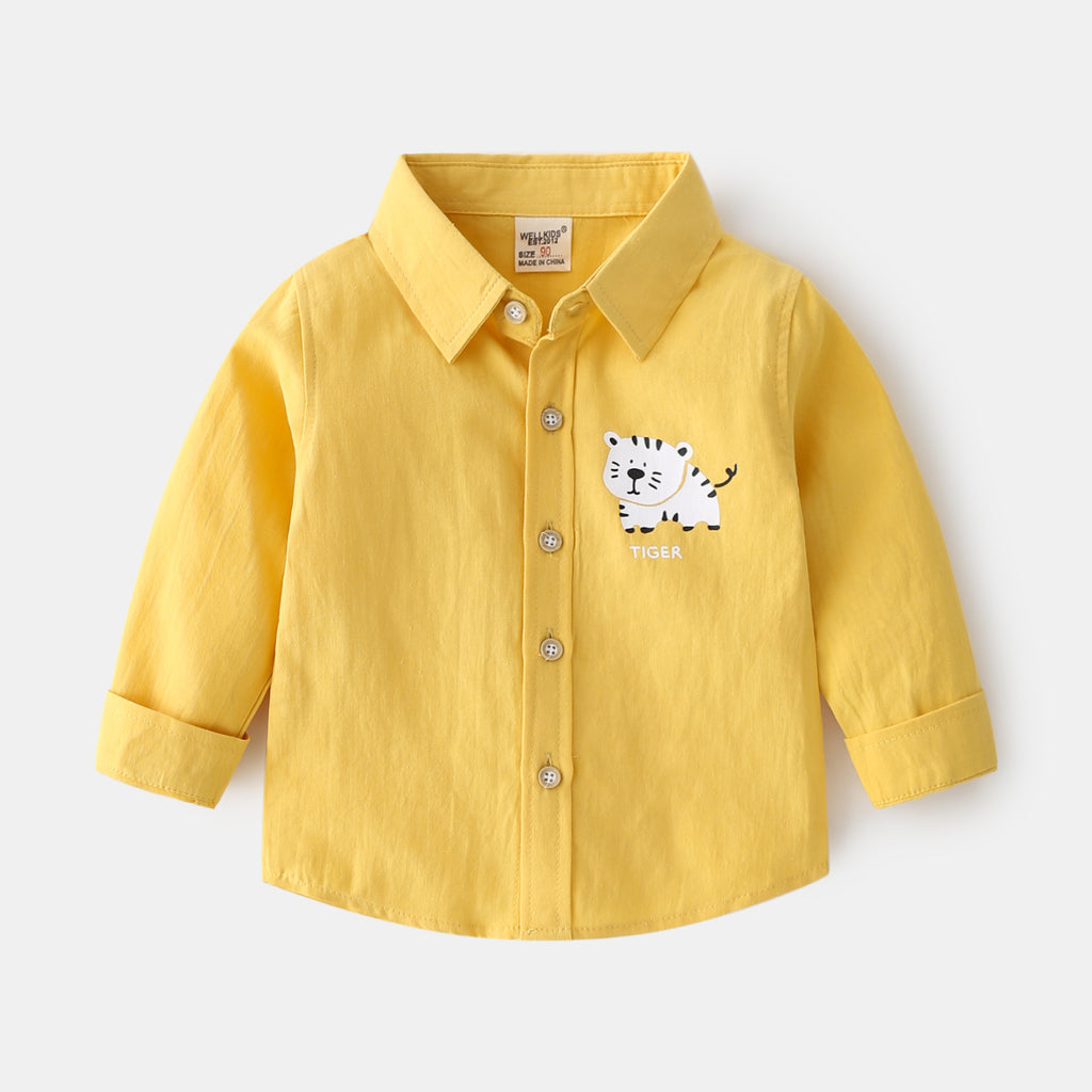 Boys’ Casual Cute Cartoon Long Sleeve Shirt