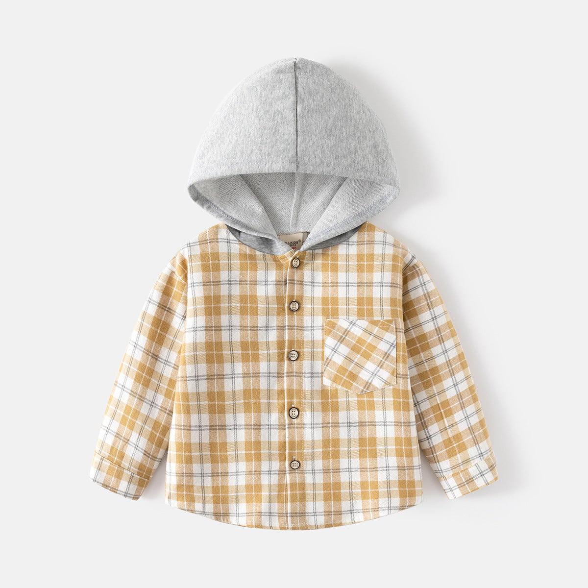 Boys Hooded Plaid Long Sleeve Shirt Jacket