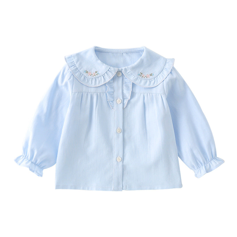 Girls’ Cotton Stylish Basic Long Sleeve Shirt