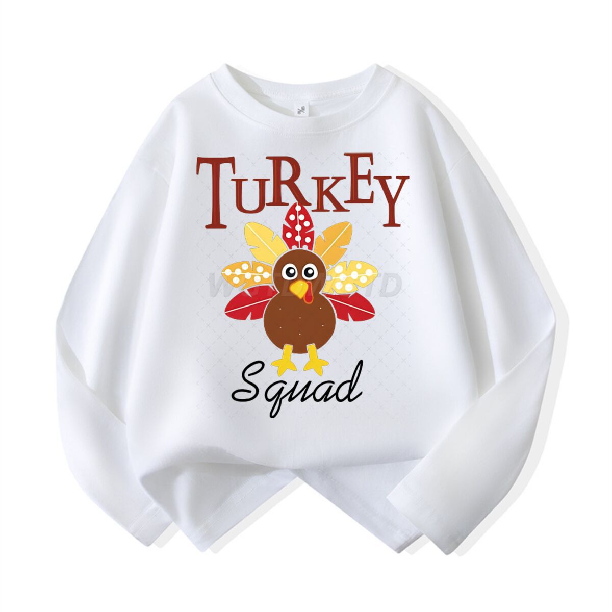 Kids Turkey Squad Graphic Long Sleeve Cotton T-Shirt