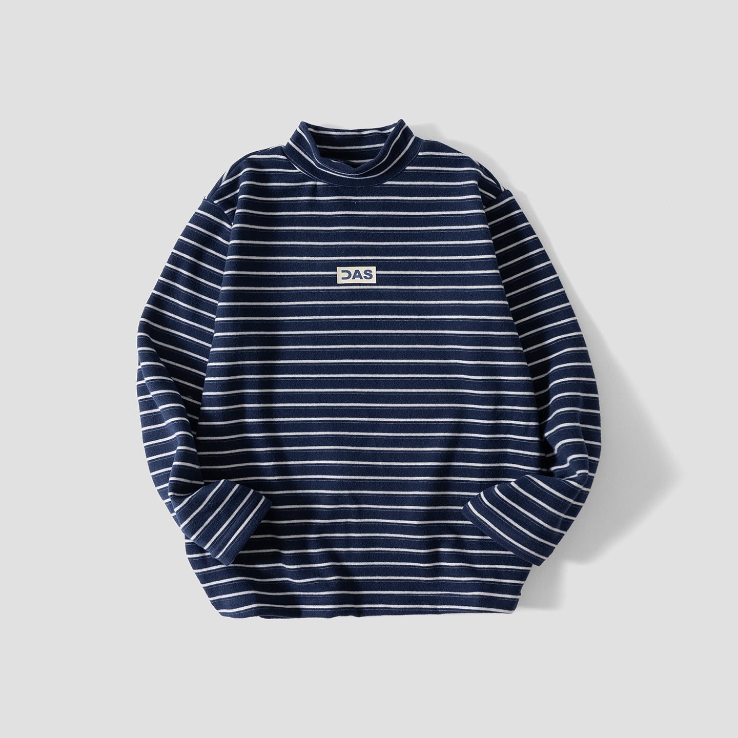 Boys Striped Mock Neck Fleece Long Sleeve T-Shirt