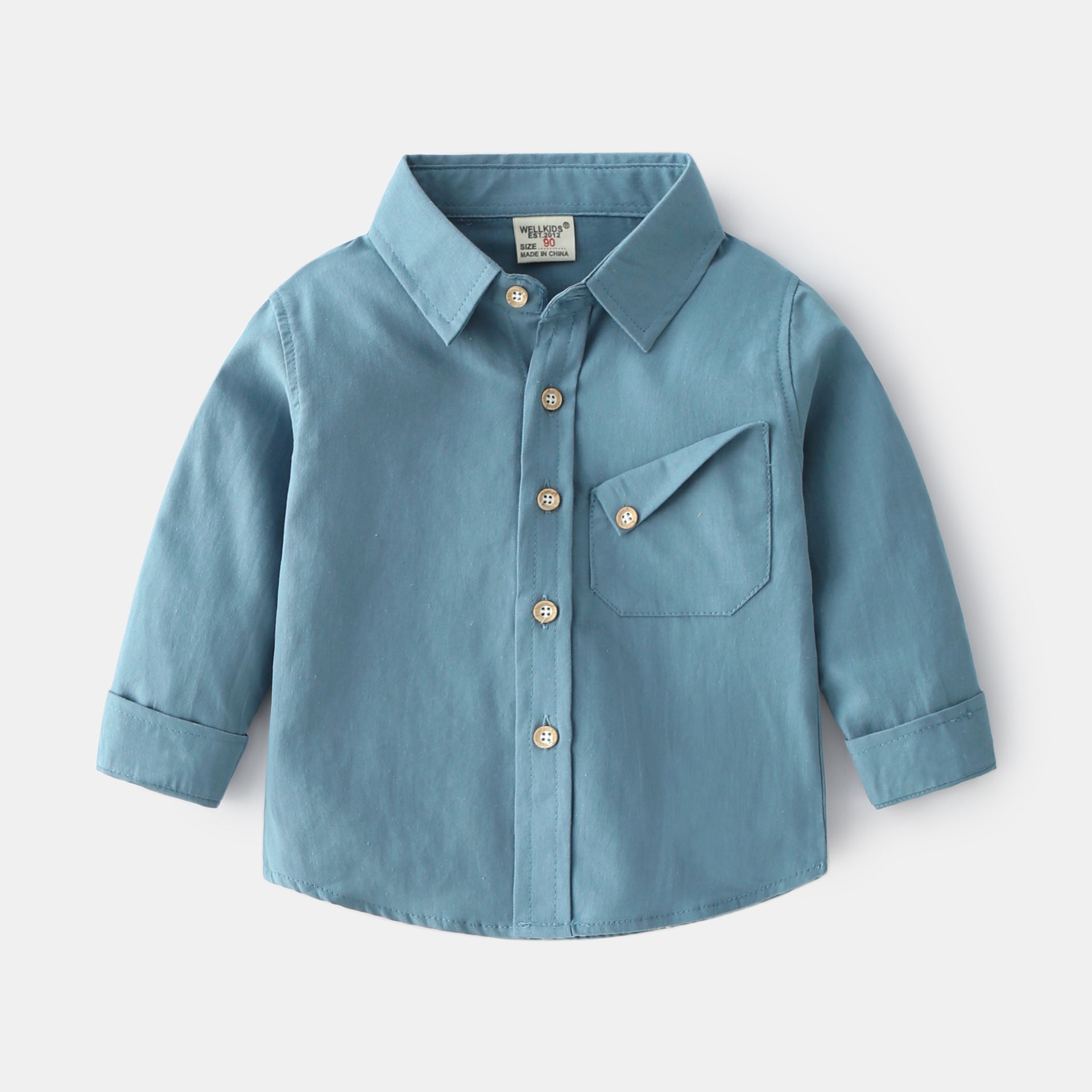 Boys’ Casual Candy Color Long Sleeve Cotton Shirt