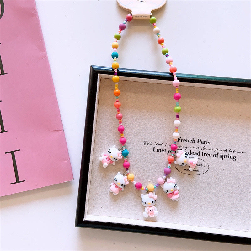 Girls Christmas Resin Colorful Cartoon Necklace