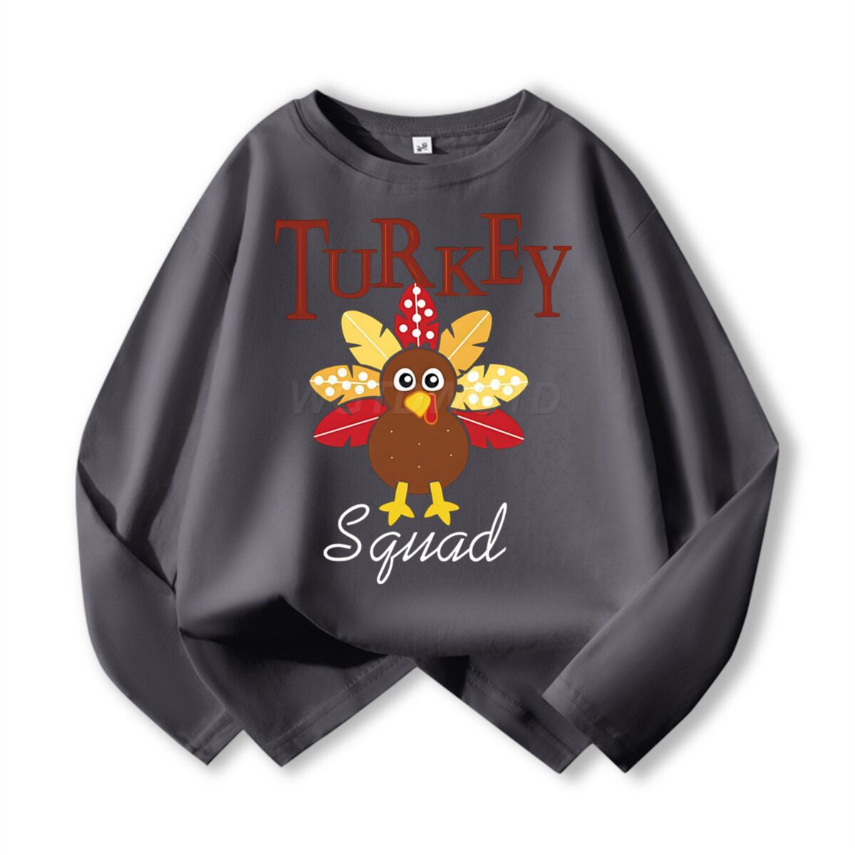 Kids Turkey Squad Graphic Long Sleeve Cotton T-Shirt