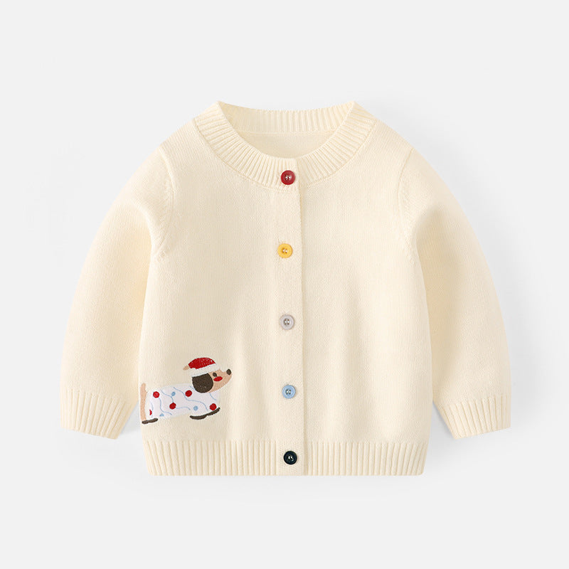 Warmer Strickcardigan mit Dackelmotiv für Kinder
