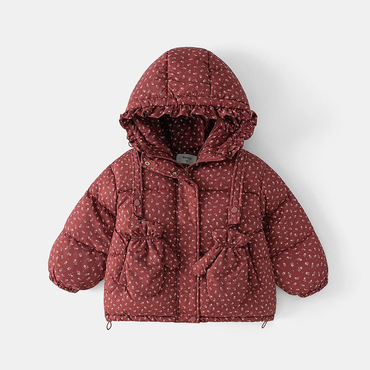 Girls Winter Floral Hooded Padded Jacket