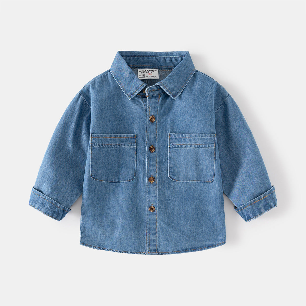Boys Casual Denim Long Sleeve Shirt