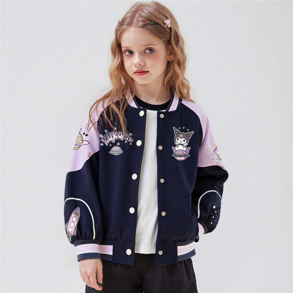 Girls Kuromi Collaboration Baseball Jacket