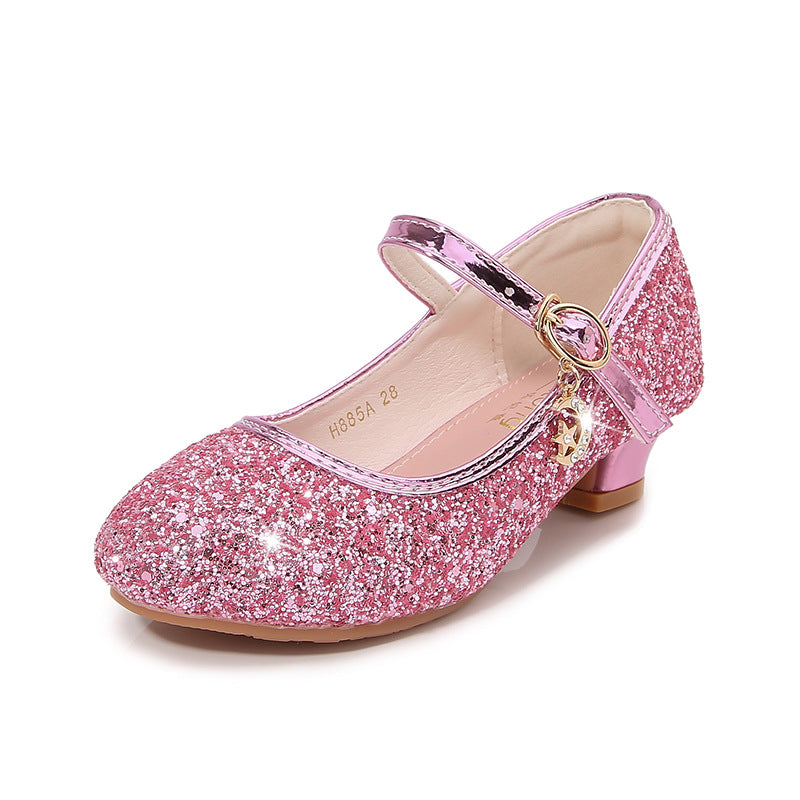 Girls Silver Sequin Performance Shoes - Sparkly Dance Recital Dress Shoes