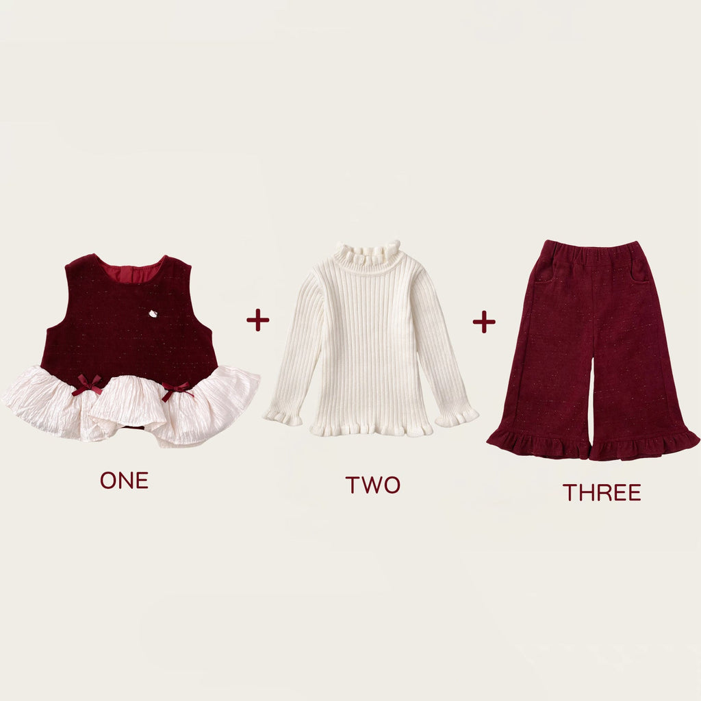 Mädchen-Pullover-Set im Prinzessinnen-Stil