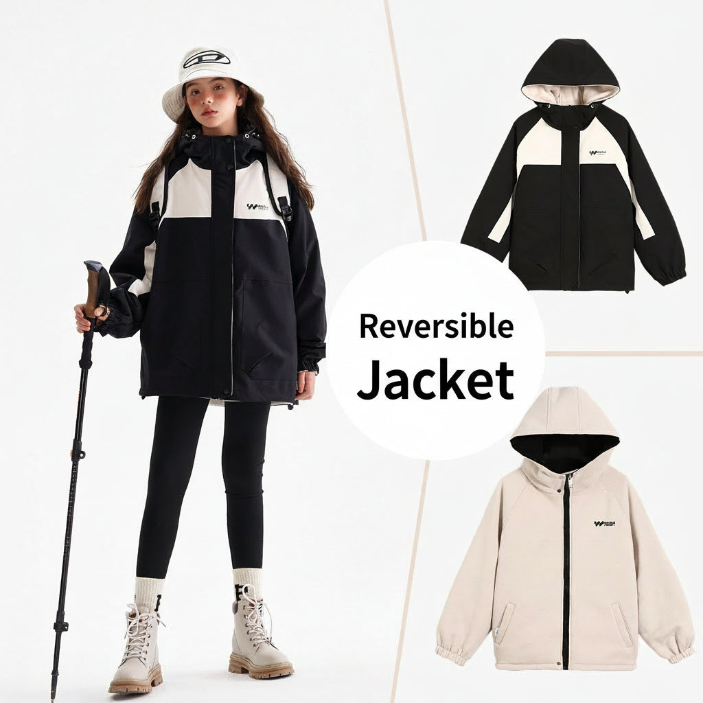 Parent-Child Reversible Hooded Windbreaker Jacket