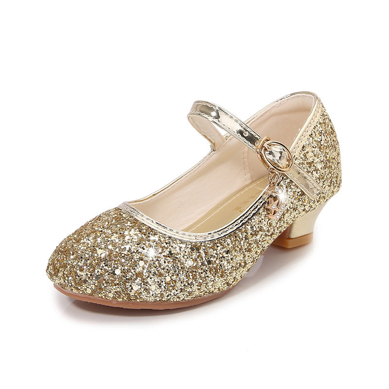 Girls Silver Sequin Performance Shoes - Sparkly Dance Recital Dress Shoes