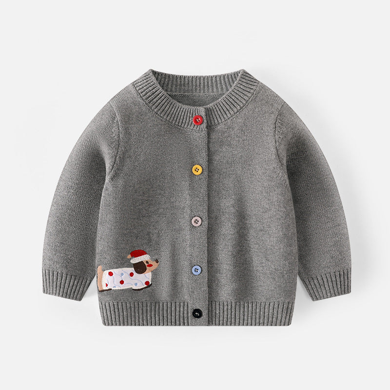 Warmer Strickcardigan mit Dackelmotiv für Kinder