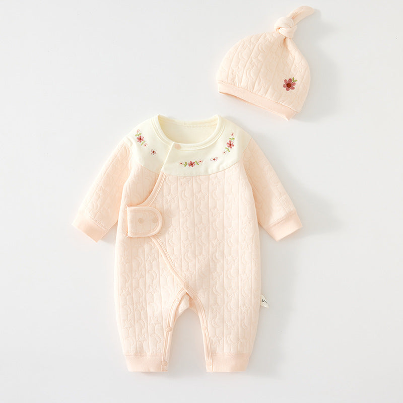 Mameluco acolchado de algodón para bebé con gorro