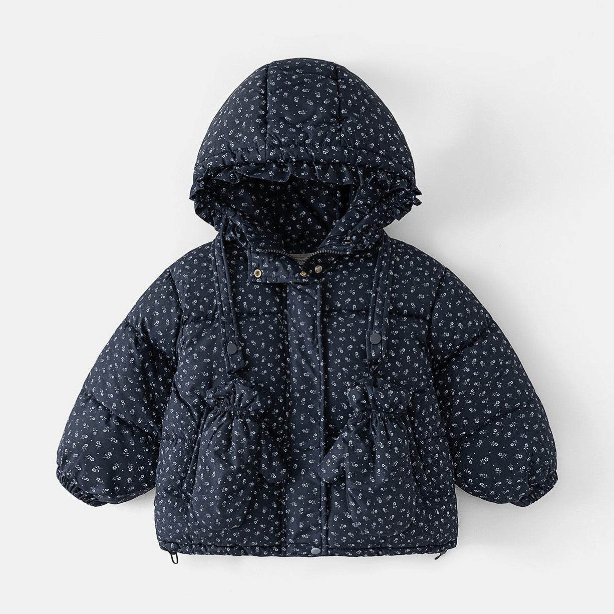 Girls Winter Floral Hooded Padded Jacket