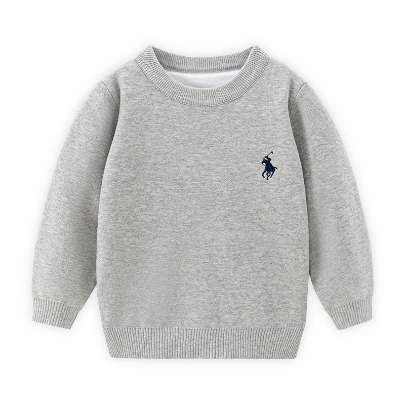 Boys Embroidered Crew Neck Knit Sweater