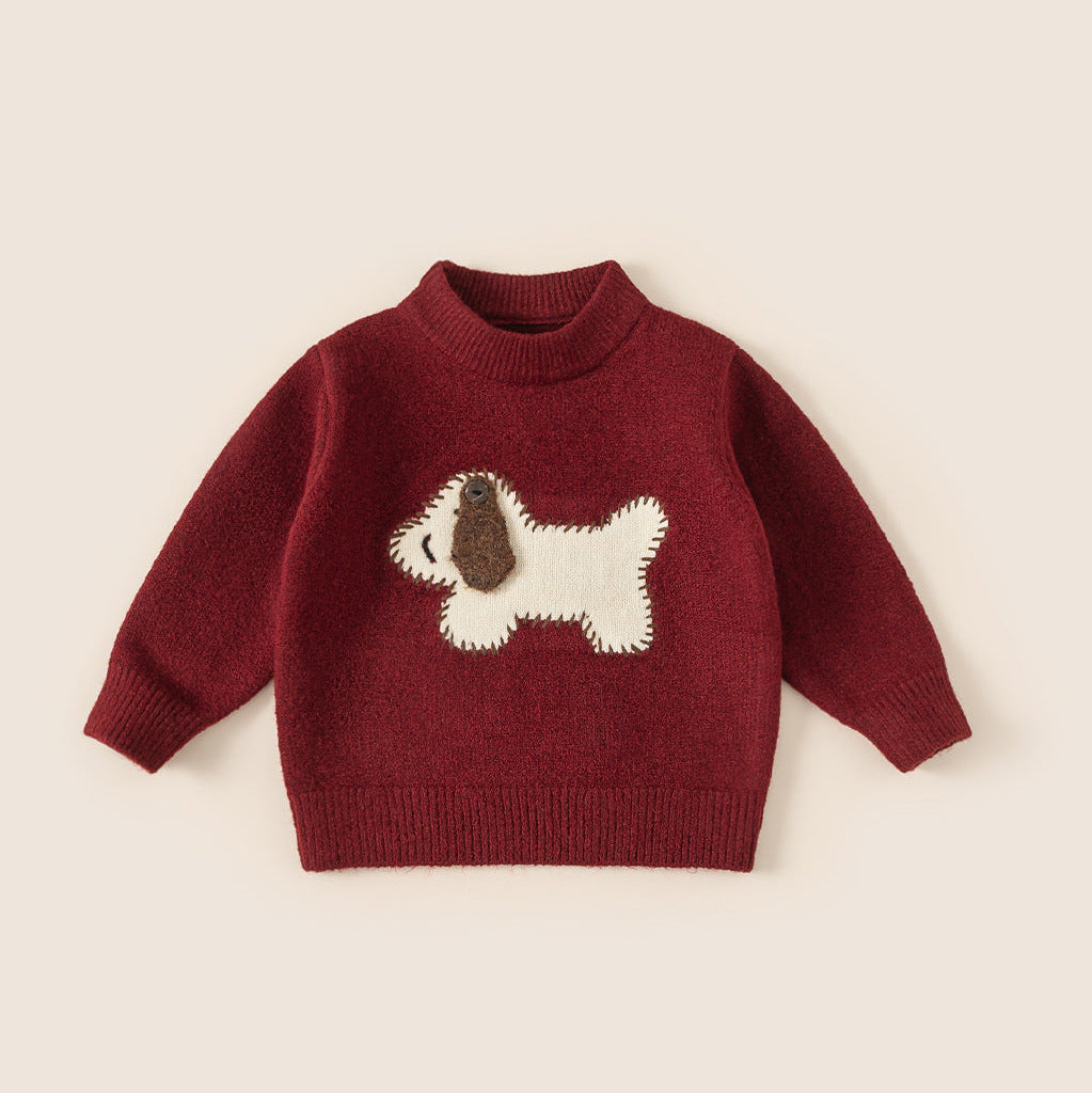 Children's Cartoon Puppy Thick Warm Knit Sweater