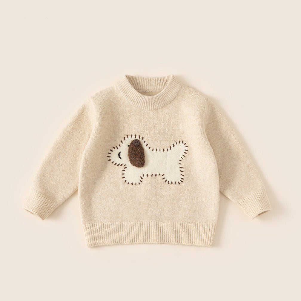 Children's Cartoon Puppy Thick Warm Knit Sweater