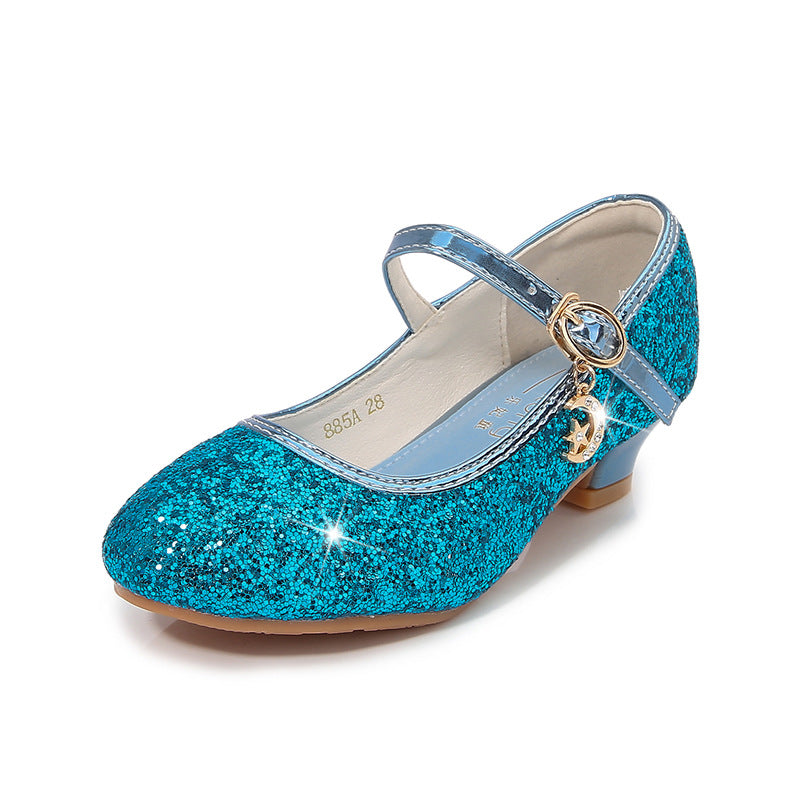 Girls Silver Sequin Performance Shoes - Sparkly Dance Recital Dress Shoes