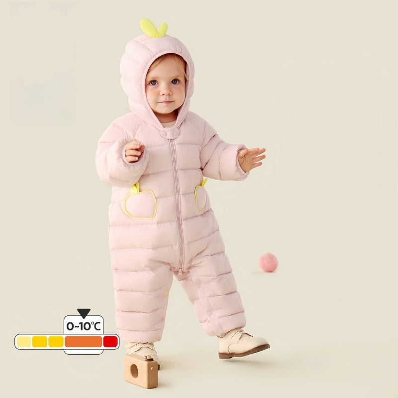 Baby Outdoor Warm Hooded Romper Down Jacket