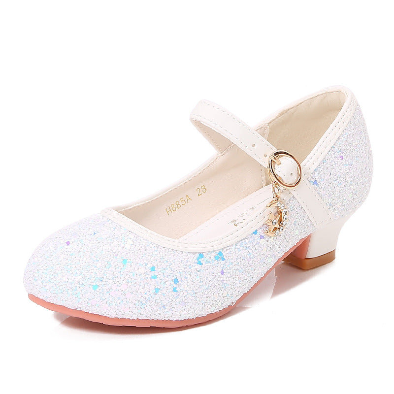Girls Silver Sequin Performance Shoes - Sparkly Dance Recital Dress Shoes