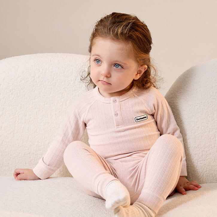 Kinder Warmer, weicher Thermo-Loungewear-Pyjama aus Bambusfaser