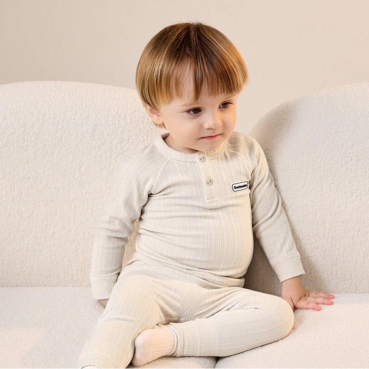 Kinder Warmer, weicher Thermo-Loungewear-Pyjama aus Bambusfaser