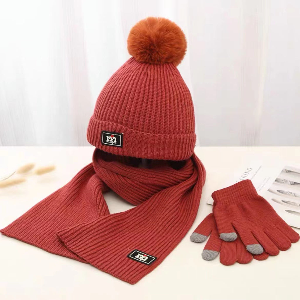 Kids Thick Warm Hat Scarf Gloves Set